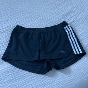 Adidas Women's Black Athletic Shorts with White Stripes